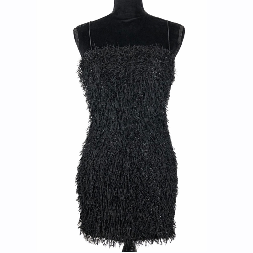 Farrow Dara Black Metallic Fringe Mini Dress‎ NWT